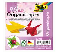 Folia Pieghevole Foglie Origami 80 G/mq, 96 Fogli Assortiti in 12 Colori, 10 x 10 cm