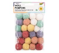 folia Woll Pastel Pompoms Pack of 24 Assorted in 6 Approx. 3 cm Diameter, Ideal