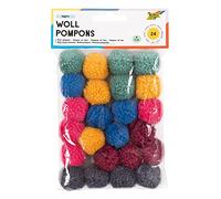 Folia Pompon di Lana, per Feste, Colori Assortiti, Circa 3 cm di Diametro, Ideale per lavori di bricolage Colorati, Multicolore, 24 Pieces