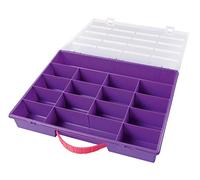 folia Scatola in plastica con Manico e 16 Scomparti, Viola, Circa Dimensioni: 28 x 36 x 5,5 cm, per conservare Piccoli Materiali di bricolage, Gioielli e Molto Altro Ancora, Lilla