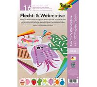 folia Set Intrecciati e Tessitura, 16 Fogli con 8 Motivi, con 190 Strisce di Carta, attività Creativa per Bambini, Multicolore, A4 DIN
