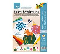 folia Set Intrecciati e Tessitura, Xmas, Motivi Invernali, con 160 Strisce di Carta in 8 Colori, attività Creativa per Bambini, Multicolore, A4 DIN