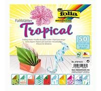 folia Tropical, 15 x 15 cm, 80 g/m², 50 Fogli Assortiti in 10 Motivi - Ideali per Creare bellissime Figure e Forme Pieghevoli, Multicolore, 470/1515
