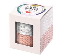 Folia Washi Decor 29202 - Set di 2 bordini in carta di riso, 25 mm x 5 m, colore: Rosa/Argento