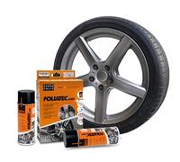 FOLIATEC Pellicola spray per cerchi auto, set di vernice spray per 4 cerchi, staccabile, buona coprenza, Gunmetal Grey Metallic Matt, 2 x 400 ml