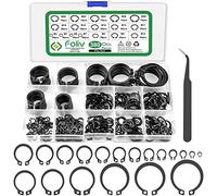 Foliv Set di 380 anelli elastici, set di anelli di sicurezza, 17 dimensioni, in acciaio al carbonio, E-clip, esterno a C, fibbie divise, rondelle, M4-M28 con scatola di plastica