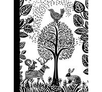 Folk Animal Tree Journal - Black & White Lined Notebook, 120 Pages, 7.5 x 9.25: Aesthetic Folk Art Notebook with Animal & Tree Design - Perfect for Writing, Journaling & Notes