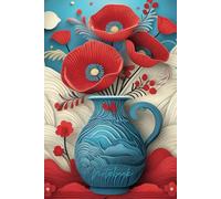 Folk Art Poppy Dream: 100-Page Lined Notebook for Creative Journaling, Storytelling, and Personal Reflection - Vintage Vase with Red Poppies
