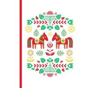 Folk Art, Traditional Embroidery Pattern Notebook - Scandinavia (Red and Green)