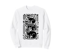 Folk Art Vibe Gatti Stile Scandinavo Boho Felpa