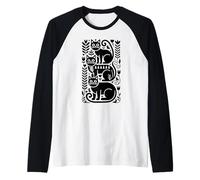 Folk Art Vibe Gatti Stile Scandinavo Boho Maglia con Maniche Raglan