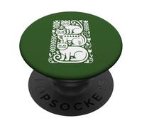 Folk Art Vibe Gatti Stile Scandinavo Boho PopSockets PopGrip Adesivo