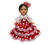 Folk Artesanía Collezione bambola edizione limitata 25 cm Abito tipico andaluso spagnolo con pettine (Abito rosso a pois bianchi)