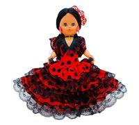 Folk Artesanía Collezione bambola edizione limitata Sintra 35 cm Tipico abito andaluso spagnolo con pettine (Abito rosso a pois neri)