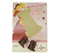 Folk Artesanía Set Abbigliamento, Abito Oro e Stivali Pelle per Bambole Collezione Sintra, Simona Mari's, Pepa's o Naia de Vidal Rojas Dolls. Prodotto in Spagna.