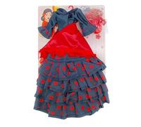 FOLK Artesanía Set Vestito regionale, Mantello e gruccia flamenca Andaluza Gala con Coda per Bambola 40 cm. Sintra, Simona. Bambola Non Inclusa.