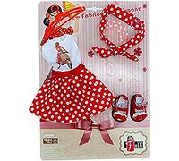 Folk Artesanía- Sintra, Simona Vestito da Bambola, Pois, Colore Rosso, V422-07