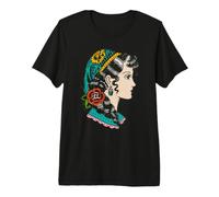 Folk Donna Boho Floreale Ritratto Design Maglietta Premium