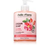 Folk & Flora Rosehip & Hawthorn sapone liquido in crema per pelli sensibili 500 ml