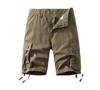 FOLKFOLD Pantaloncini cargo da uomo multi-tasche, vestibilità ampia, abbigliamento da lavoro estivo leggero all'aperto, 002 Giallo militare, 56