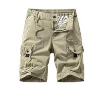 FOLKFOLD Pantaloncini cargo leggeri traspiranti da uomo, abbigliamento da lavoro estivo tinta unita, 3020 cachi, 56