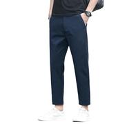 FOLKFOLD Pantaloni casual da uomo estivi sottili nove decimi sottili dritti in seta di ghiaccio versatili comodi, Marina Militare, 52