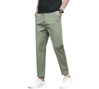 FOLKFOLD Pantaloni casual da uomo estivi sottili nove decimi sottili dritti in seta di ghiaccio versatili comodi, Luce EN8, 50