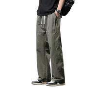 FOLKFOLD Pantaloni casual da uomo Primavera Estate Americano Trendy Straight Floor Lunghezza Gamba Larga, Esercito-en8, XS