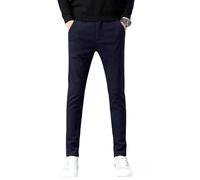 FOLKFOLD Pantaloni casual da uomo primaverili Hong Kong neri slim fit affusolati elastici da lavoro senza pieghe versatili, 9038-1 Blu Spessa, 52