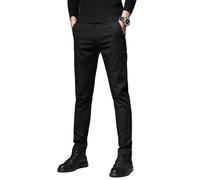 FOLKFOLD Pantaloni casual da uomo primaverili Hong Kong neri slim fit affusolati elastici da lavoro senza pieghe versatili, 2101 Nero, 44