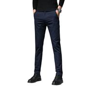 FOLKFOLD Pantaloni casual da uomo primaverili Hong Kong neri slim fit affusolati elastici da lavoro senza pieghe versatili, 2101 Blu, 52