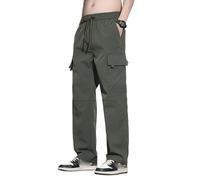 FOLKFOLD Pantaloni da lavoro da uomo, stile americano, lisci, versatili, elastici, sportivi, a gamba larga, Esercito-en8, S