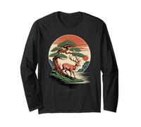 Folklore della Mitologia Giapponese dei Cervi Animali Bonsai Zen Maglia a Manica