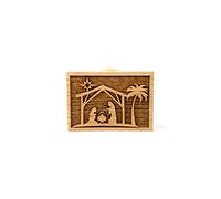 Folkroll 13277 - Timbro per biscotti - Timbro decorativo rettangolare, motivo Natività, presepe di Natale - legno di faggio - 70 x 50 mm