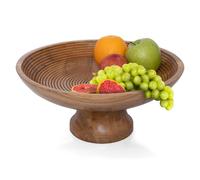 Folkulture Ciotola da frutta in legno o rustica per decorazioni in fattoria, ciotola da frutta per bancone da cucina o ciotola decorativa con piedistallo, legno di acacia, naturale