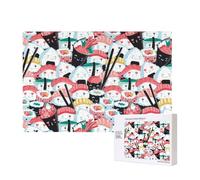 Folla di sushi kawaii,Puzzle in legno da 300 pezzi per famiglie, per adulti e adolescenti, decorazioni per la casa