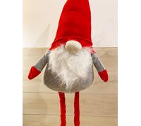 Folletto Gnomo Allungabile In Tessuto Natalizio 125cm Con Gambe Estensibili