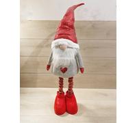 Folletto Gnomo Natalizio Allungabile Tessuto Pellicciato 130cm Gambe Estensibile