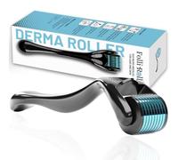 Folliroll Derma Roller - 540 Microneedles per barba, capelli e pelle, per uomini e donne, per derma stamp viso e cuoio capelluto, custodia gratuita (blu, 0,30 mm)