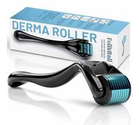 Folliroll Derma Roller - 540 Microneedles per barba, capelli e pelle, per uomini e donne, per derma stamp viso e cuoio capelluto, custodia gratuita (blu, 0,30 mm)