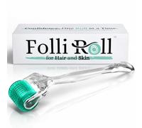 FolliRoll Derma Roller per capelli e pelle, 0,30 mm Microneedles in titanio, per perdita di capelli, cicatrici da acne e macchie scure, 192 veri aghi singoli con custodia per uomini e donne