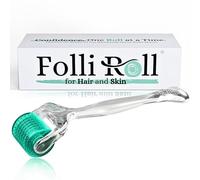 FolliRoll Derma Roller per capelli e pelle, 0,30 mm Microneedles in titanio, per perdita di capelli, cicatrici da acne e macchie scure, 192 veri aghi singoli con custodia per uomini e donne