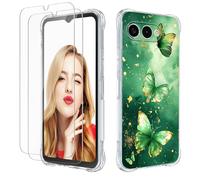 FollmeAir Custodia per T-Mobile Revvl 8, custodia TCL Revvl 8, con 2 pellicole protettive per lo schermo, cover sottile e flessibile in TPU antiurto in gomma morbida per Revvl 8 (farfalla verde