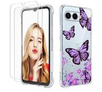 FollmeAir Custodia per T-Mobile Revvl 8, custodia TCL Revvl 8, con 2 pellicole protettive per lo schermo, cover sottile e flessibile in TPU antiurto in gomma morbida per Revvl 8 (fiore farfalla 1