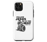 Follow Jesus He is the Way Christian Motorcycle Gospel Biker Custodia per iPhone 11 Pro