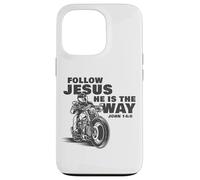 Follow Jesus He is the Way Christian Motorcycle Gospel Biker Custodia per iPhone 13 Pro