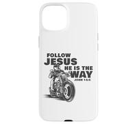 Follow Jesus He is the Way Christian Motorcycle Gospel Biker Custodia per iPhone 15 Plus