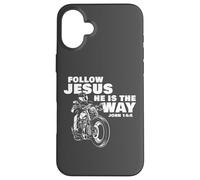Follow Jesus He is the Way Christian Motorcycle Gospel Biker Custodia per iPhone 16 Plus