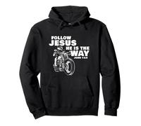 Follow Jesus He is The Way Christian Motorcycle Gospel Biker Felpa con Cappuccio