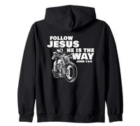 Follow Jesus He is The Way Christian Motorcycle Gospel Biker Felpa con Cappuccio
